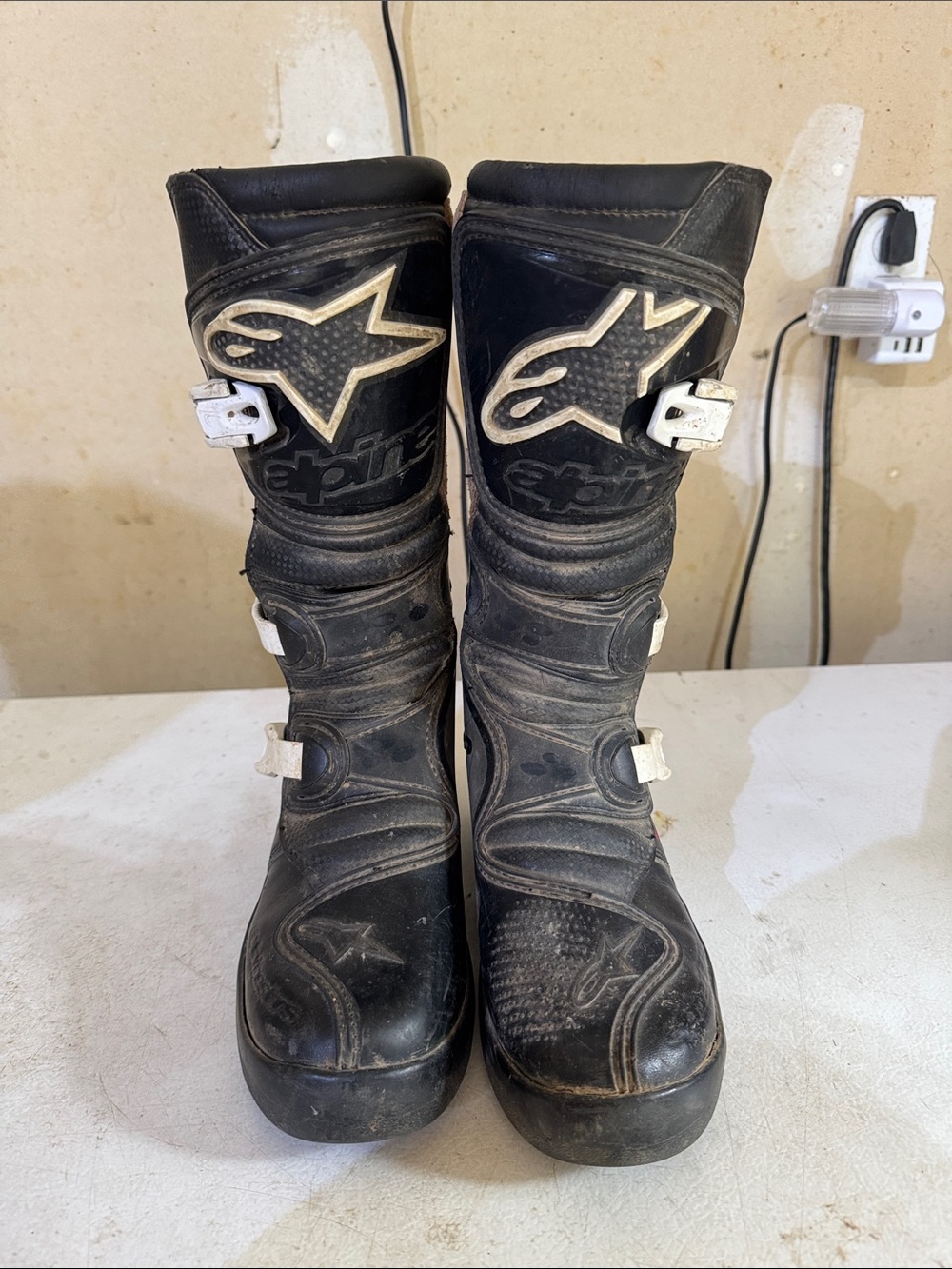 Alpinestars Black Kids Motocross Boots with White Buckles